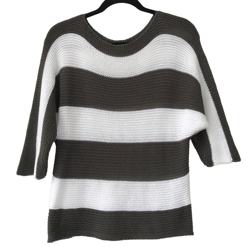 Carina Ricci Small Green Blocked Striped Dolman Sleeve Oversized Sweater Italian